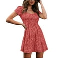 thumbnail image 2 of Plus Size Dresses for Women 2024 Flower Print Casual Mini Beach Style Mini Dress, 2 of 6