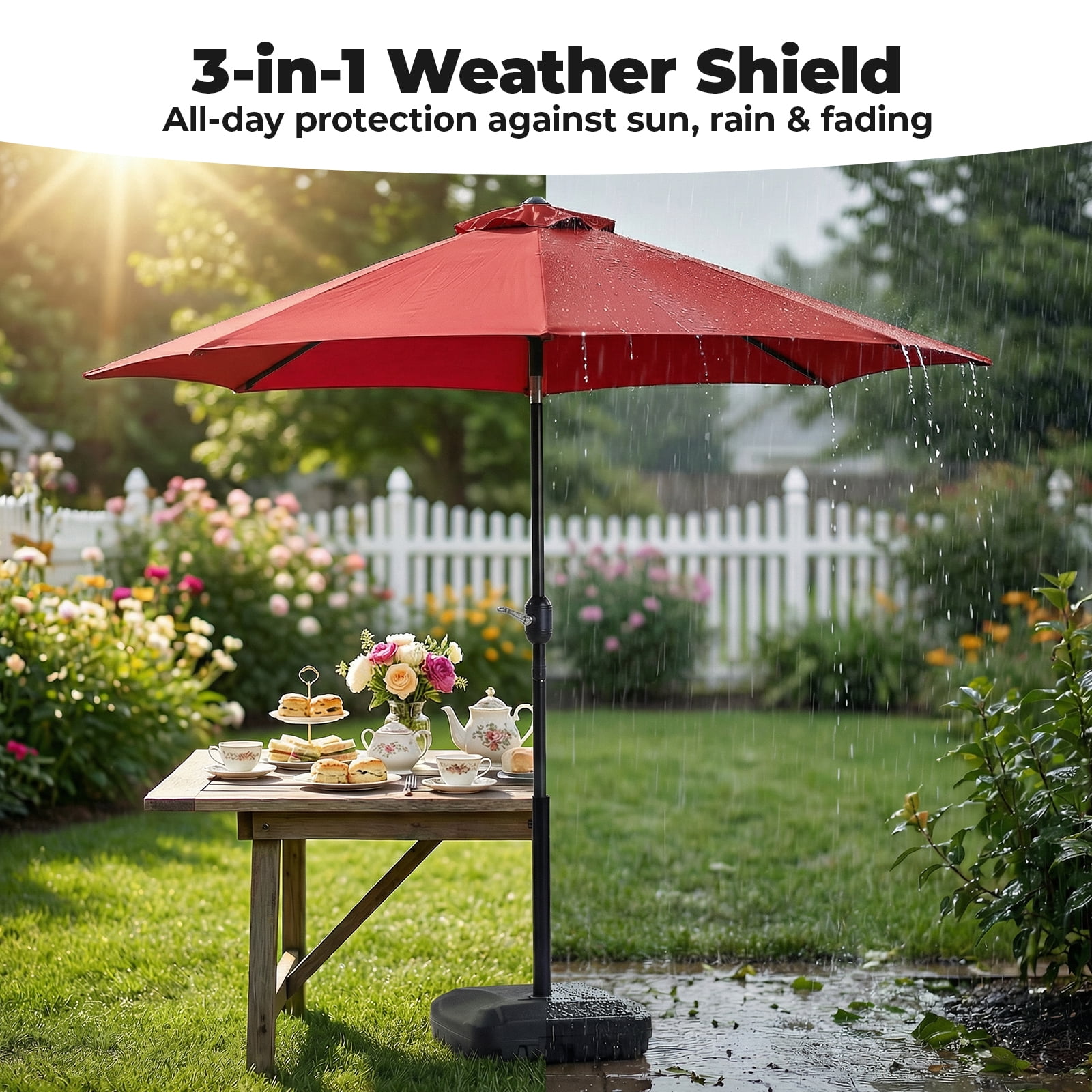 Alvantor 9FT Outdoor Patio Umbrella with Push Button Tilt & Crank, 8 Sturdy Ribs UV Protection Waterproof for Garden, Backyard