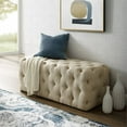 thumbnail image 2 of Posh Living Brice Modern Button-Tufted Linen Fabric Bench in Beige, 2 of 8