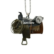 Custom Cowboy Ornament for Car Rearview Mirror Unique Acrylic Western Boot and Hat Hanging Decor, Personalized Christmas Gift