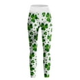thumbnail image 2 of MKLEKYY Leggings para mujer, pantalones verdes con estampado de buena suerte de Paddystripes para mujer, leggings ajustados para yoga, correr, gimnasio, 2 of 4
