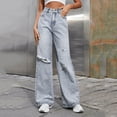 thumbnail image 6 of vigerkar Women's Ripped Jeans High Waisted Distressed Baggy Straight Wide Leg Pants BU2, L, 6 of 9