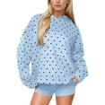 thumbnail image 2 of Women's Hooded Sweatshirt with Polka Dot Pattern Print Trendy and Versatile Top for Women Casual Comfort Pullover,Light Blue,XL, 2 of 5