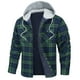 thumbnail image 1 of Chaqueta con capucha para hombre, camisa de franela a cuadros gruesos, abrigo de algodón de invierno de manga larga con forro acolchado y bolsillos, 1 of 2