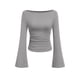 thumbnail image 1 of Camiseta corta de manga larga para mujer PRETTYGARDEN gris talla L, 1 of 8