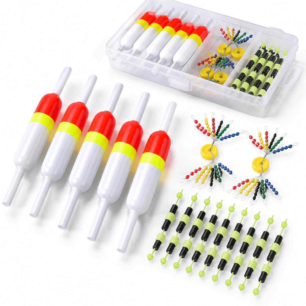 Fishing Slip Bobbers Kit Balsa Wood With Rubber Stops For Crappie Panfish Walleyes Trout Bass