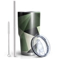 thumbnail image 2 of 30oz Green and Beige Modern Art Geometric Tumblers Stainless Steel Tumbler with Lid and Straw,Vacuum Insulated Double Wall Travel Tumbler Cups Mug with Cleaning Brush for Coffee,Tea, 2 of 7