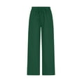 thumbnail image 6 of YUGYXL Palazzo Pants for Women Cotton Linen Drawstring Pants Summer Elastic High Waisted Wide Leg Pants Solid Color Plus Size Straight Trousers with Pockets, 6 of 6
