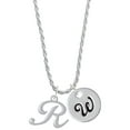 thumbnail image 1 of Delight Jewelry Silvertone Small Gelato Script Initial - R - Silvertone Script Initial Disc - W - Charm Necklace, 20"+3", 1 of 4