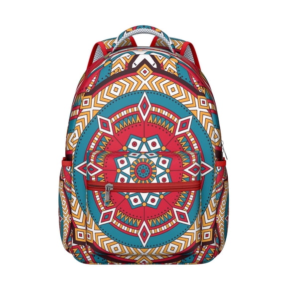 Mantra Print Boho Backpack - Trendy & Roomy Laptop Bag for School & Study, Durable Waterproof Backpack, Great Gift for College Students