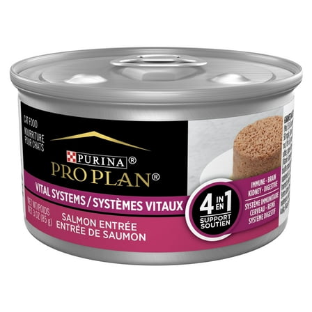 Purina Pro Plan Vital Systems Salmon Wet Cat Food Pate 4-in-1 Brain, Kidney, Digestive and Immune Formula, 3 oz Can