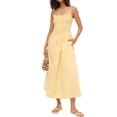 thumbnail image 2 of Jaimenalin Women'S Summer Midi Dresses Plaid Sleeveless Spaghetti Strap Smocked Tiered Beach Sundress Pockets Yellow L, 2 of 7