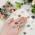 thumbnail image 3 of 72Pcs 12 Colors Large Hole Glass Beads Glass European Bead Faceted Rondelle Craft Beads with Silver Brass Core for Bracelet Necklace Jewelry Making Hole: 5mm Colorful, 3 of 6