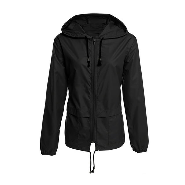 Manteau de Pluie Léger à Capuche pour Femmes Imperméable Actif Extérieur Veste de Pluie avec Capuchons Dames Manches Longues Décontracté Coupe Ajustée Fermeture Éclair Manteau d'Extérieur Veste Manteau