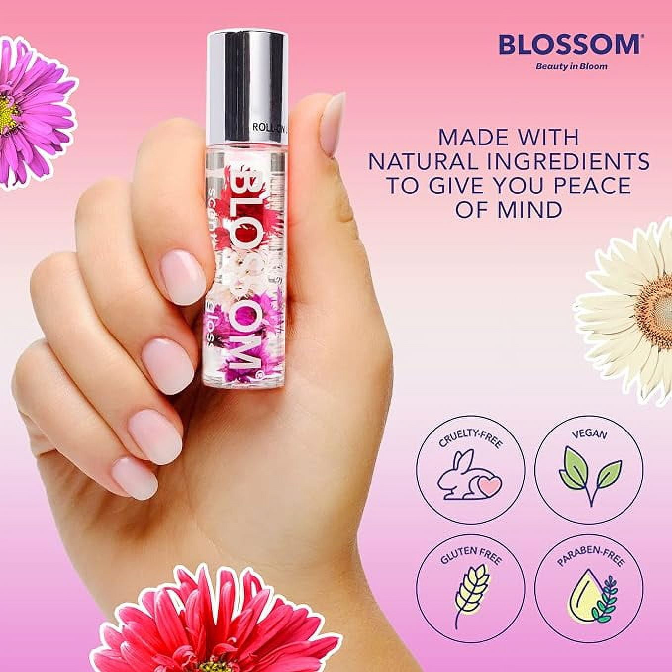 Blossom Scented Heavenly Hemp Therapeutic Roll on Lip Gloss