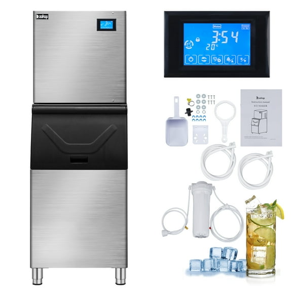 UBesGoo Commercial Ice Maker, 400LBS/24H Smart LCD Panel Commercial Ice Machine with 280lbs Storage