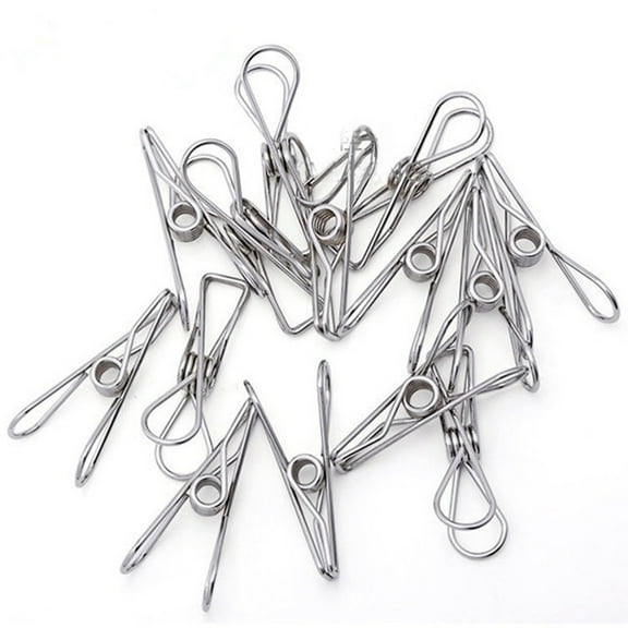 20XFixed Clip,  Metal Wire Clips Clamps Stainless Steel Washing Line Clothes Pegs Hang Pins