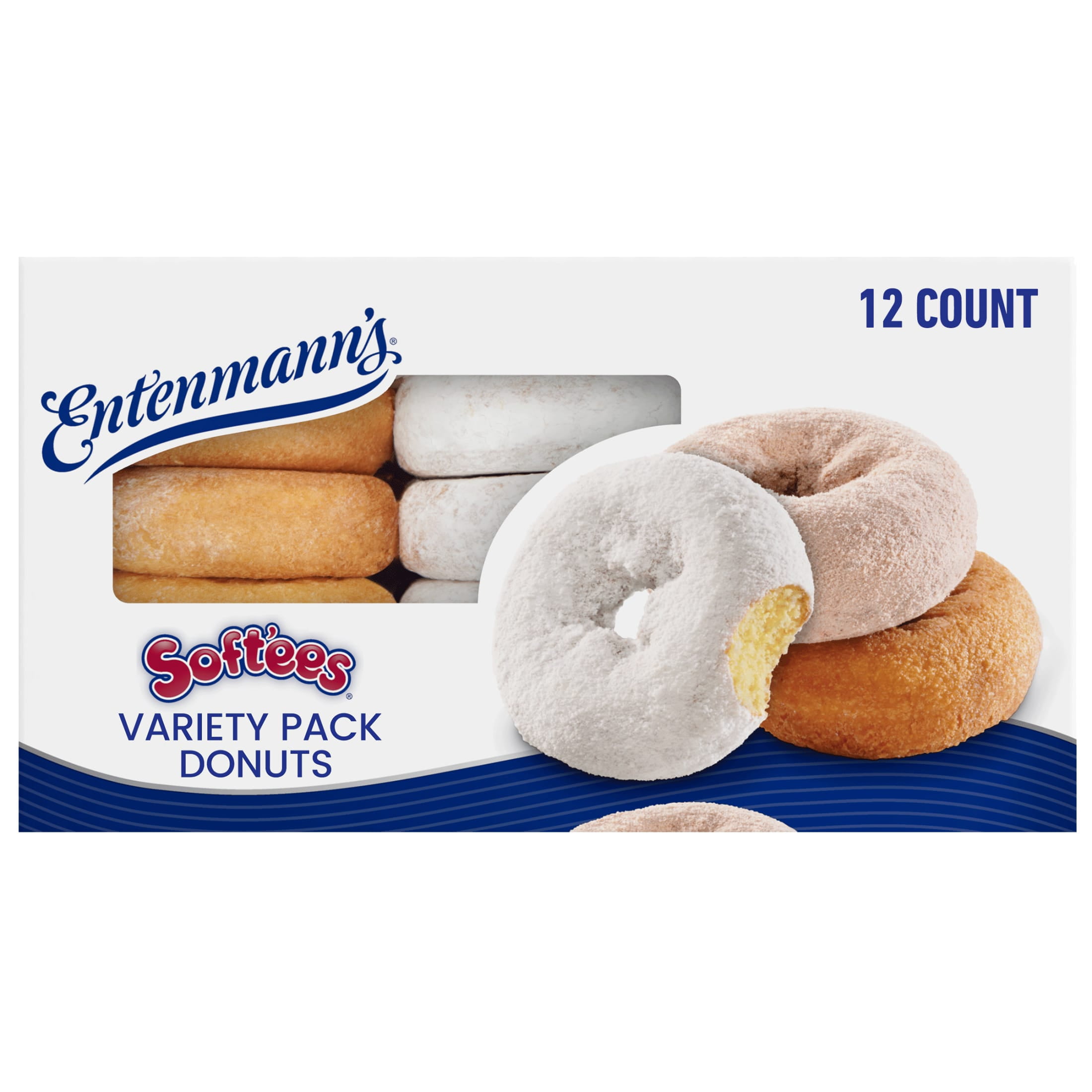 Entenmann's Soft'ees Variety Pack Donuts, 12 count, Plain Donuts, 18.5 oz Variety Pack