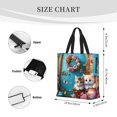 thumbnail image 3 of Fuzoiu Whimsical Cats and Flowers Scene Print Durable Tote Bag,Shoulder Bag with Zipper Closure,Casual Tote's Handbag,for Daily Use, Shopping, School, Work, 3 of 7