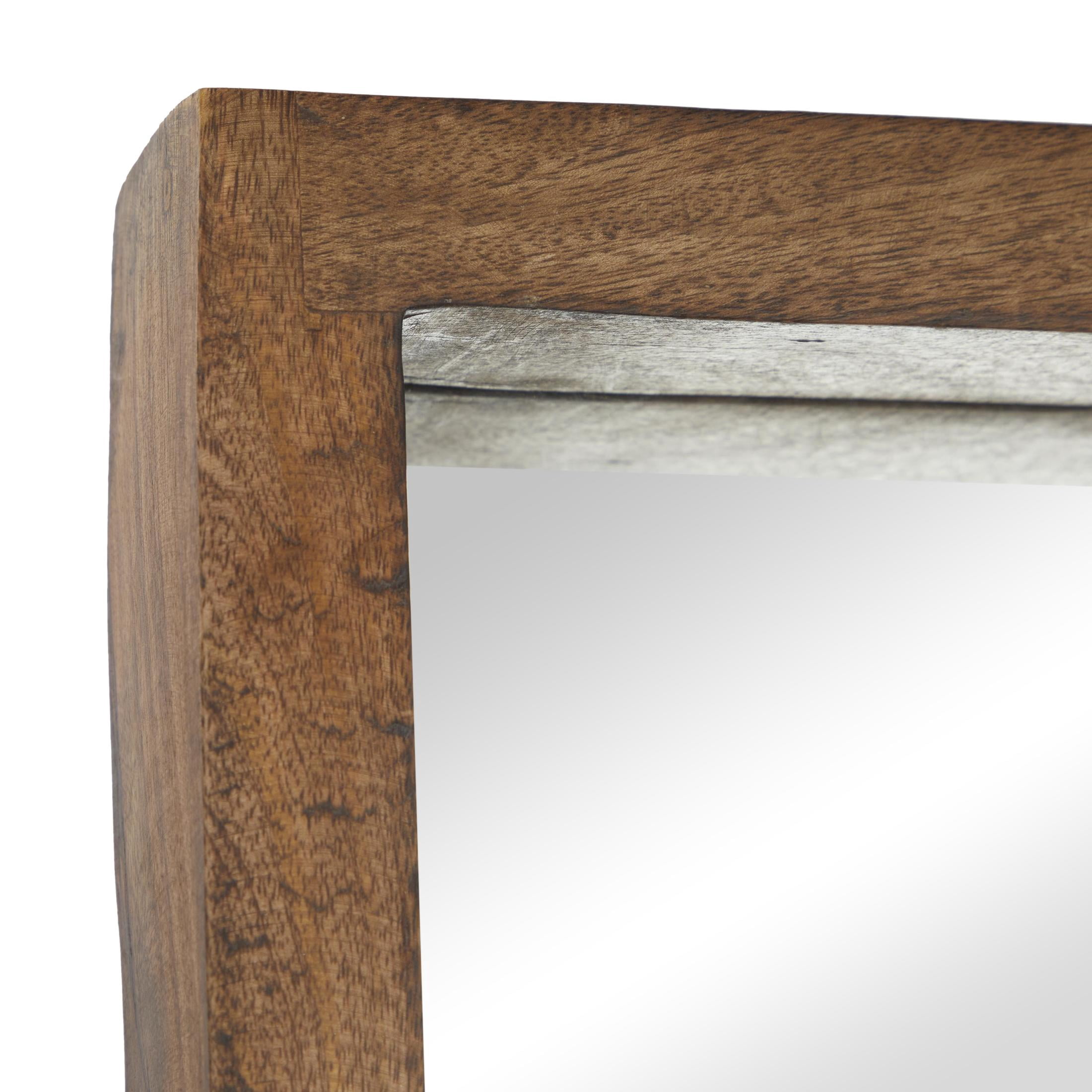 DecMode 36" x 48" Brown Wall Mirror with Natural Wood Grain and Deep Set Frame