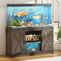 Richryce 75 Gallon Aquarium Stand, Fish Tank Stand, with Power Outlets & LED Light, Heavy Duty Farmhouse Cabinet for Fish Tanks