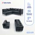 thumbnail image 3 of LASE Muebles Sala Esquinera Italia Sofá + Loveseat Configurable en L 6 cojines Marfil, 3 of 7