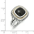 thumbnail image 3 of Sterling Silver Two Tone Silver And Gold Plated Sterling Silver w/Cabochon Onyx Ring Size 6, 3 of 6