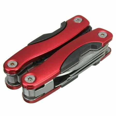 CableVantage Outdoor Survival Stainless Steel Multi Tool Plier 9 In 1 Portable Compact Red