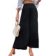 thumbnail image 2 of Pantalones largos de mujer cintura alta pierna ancha cintura elástica Color puro transpirable cómodos pantalones sueltos para citas diarias, 2 of 5