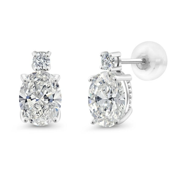 Gem Stone King 3 Ct 14k White Gold IGI Certified Oval Lab Grown Diamond Earrings | D-E Color | VS1-VS2 Clarity | Gold Earrings for Women