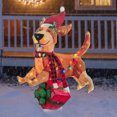 thumbnail image 3 of Decoración de perros brillantes, adornos de figuras de perro con sombrero de Navidad, adornos de fiesta al aire libre, 3 of 8