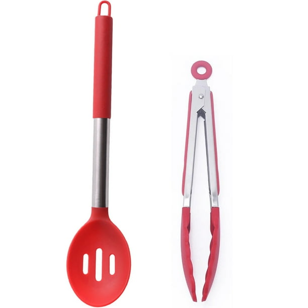 2Pieces Kitchen Cooking Utensils Set , Silicone Utensil with Stainless