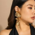 thumbnail image 2 of Flower Dangle Drop Earrings Long Dangle Earrings for Women Flower Dangle Earrings Statement Earrings Long Tassel Earrings Chunky Gold Statement Jewelry, 2 of 8