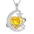 thumbnail image 1 of Juwaliy Collar Luna y Estrella Mujer Corazón Piedra Natal Noviembre Citrino Amarillo Plata de Ley 925 Colgante Sol y Luna Joyería Regalo Navidad San Valentín Día de la Madre, 1 of 2