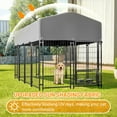 thumbnail image 4 of imerelez Dog Kennel Outdoor with Roof, 4.23'x7.81'x4.83' Welded Wire Enclosure, Heavy Duty Dog Crate with UV-Resistant Waterproof Cover, Double Lock & Rotating Feeder for Medium/Large Dogs, 4 of 9