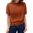thumbnail image 5 of Short Sleeved Solid Color Women Casual Crew Neck Short Sleeve Knit Sweater Tops, 5 of 6