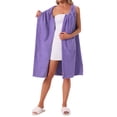 thumbnail image 2 of INSPIRE CHIC Womens Shower Towel Snaps Wearable Dress Terry Wrap Bathrobe Spa Towelling Cover Up Gym Shower Bath Robe M Purple, 2 of 6
