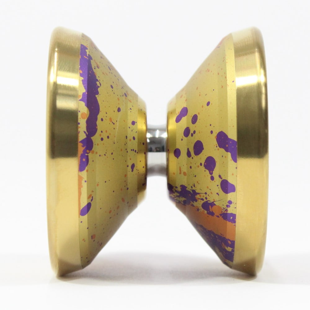 C3yoyodesign Overthinker Yo-Yo - Bi-Metal - Zhou Bowen Signature YoYo (Gold Purple Orange Splash w/Gold Rings)