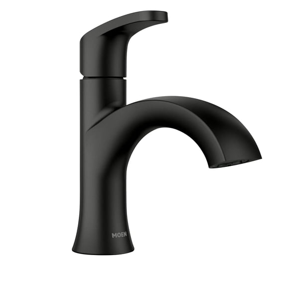Moen Karis Black Matte One-Handle Single Hole Bathroom Sink Faucet with Optional Deckplate