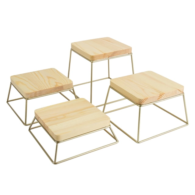 Expositores de comida YFEEN, elevadores de mesa para postres, madera y metal