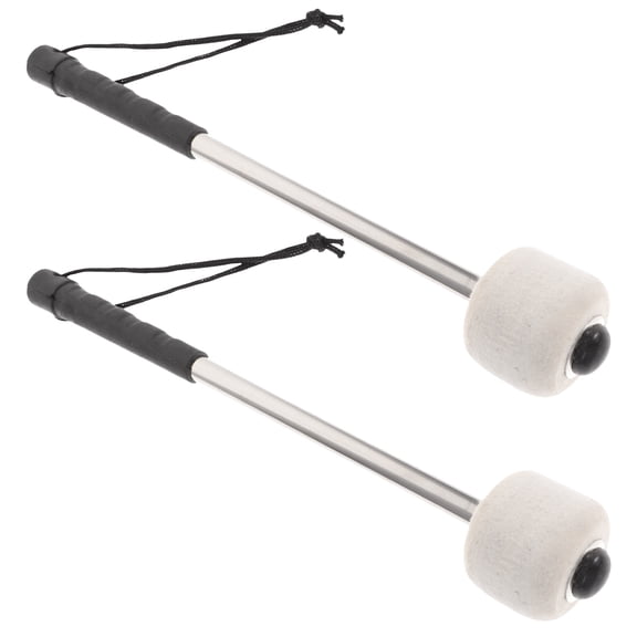 KONTONTY 2Pcs Professional Bass Drum Mallets with Wool Felt and Steel Handles