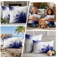 thumbnail image 5 of Blue Bohemian Outdoor Waterproof Pillow Covers, Boho Modern Floral Abstract Ombre White Decorative Square Throw Pillowcase Sofa Cushion Sham for Patio/Couch/Chair, 18"x18" 2 Pack, 5 of 8