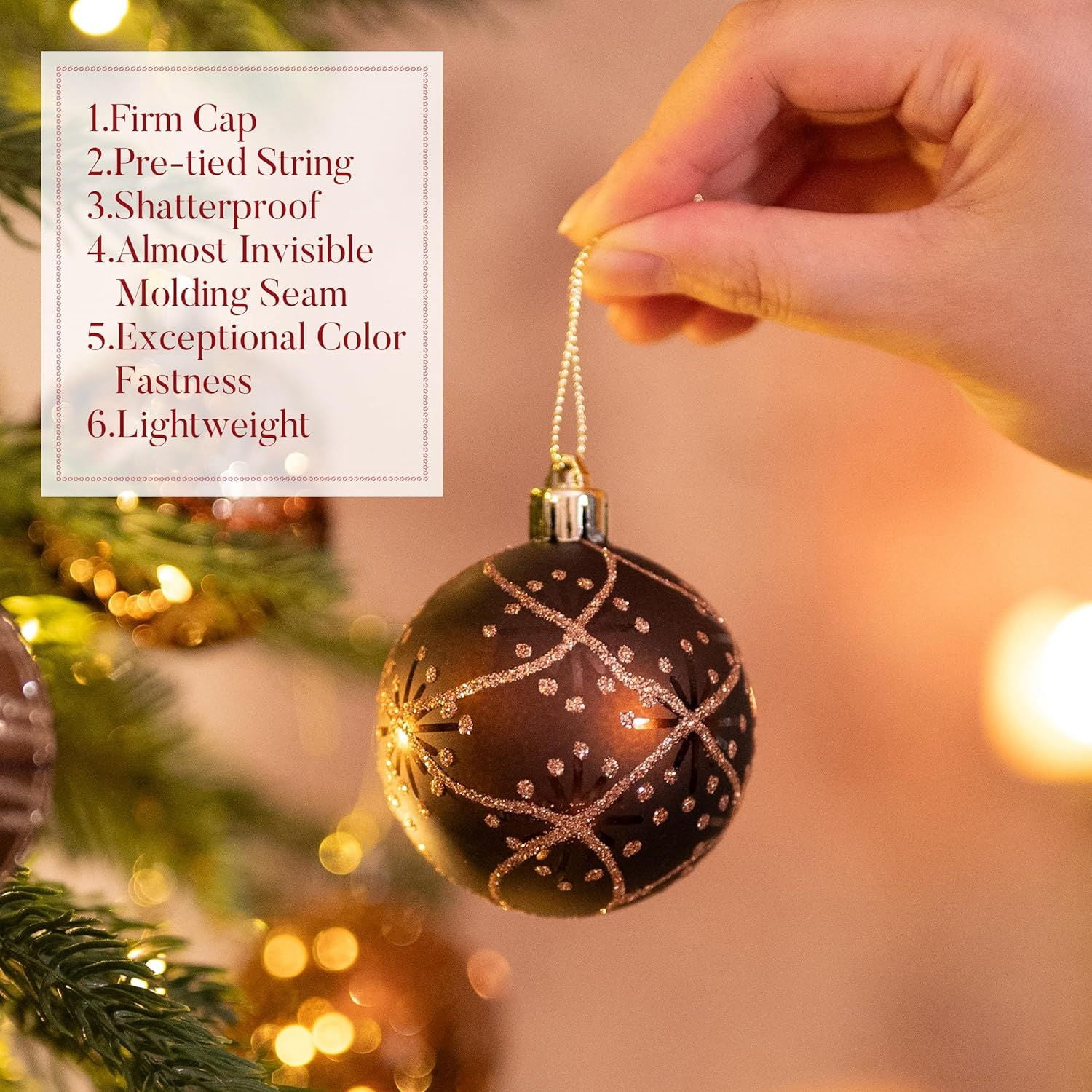 Ornaments for Christmas Trees, 16ct 2.36 Inches White and Silver Shatterproof Christmas Tree Decorations, Hanging Ball Ornaments for Xmas Holiday Party Decor