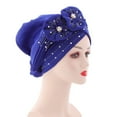 thumbnail image 4 of Ludlz Soft African Head Wrap Flower Beanie Cap Headwear Stretch Rhinestones Turban for Women and Girls, 4 of 5