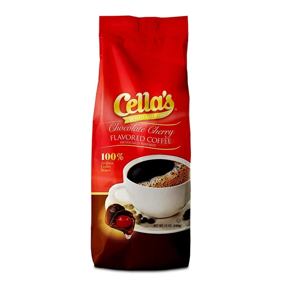 Cella’s Chocolate Cherry Flavored Ground Coffee Medium Roast Coffee Beans, 12 Oz. 6-Pack