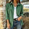 thumbnail image 2 of Atogsazn Women's Button Down Shacket Jacket Casual Ribbed Corduroy Long Sleeve Oversized Shirt Fall Winter Tops Green M Fashion, 2 of 7