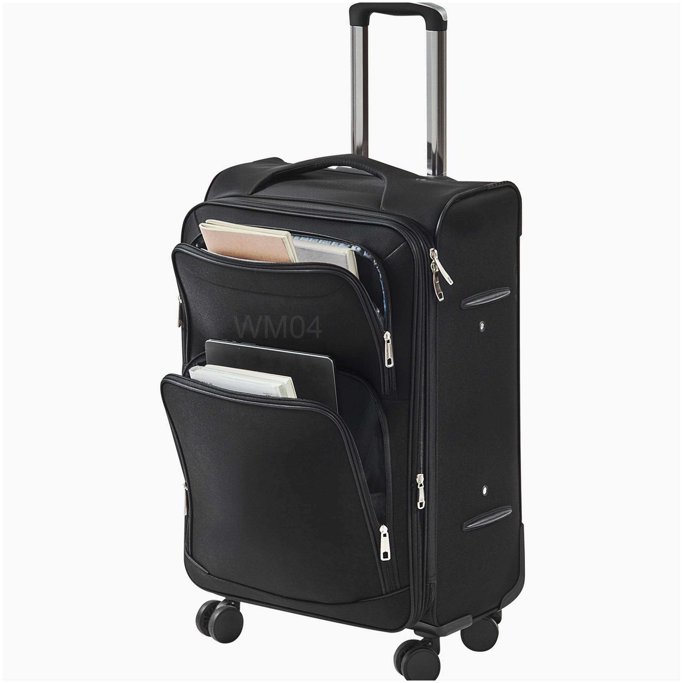 MANGIJOY Large Capacity 24 Inch Expandable Spinner Suitcase - Black Check-In Luggage with TSA Lock