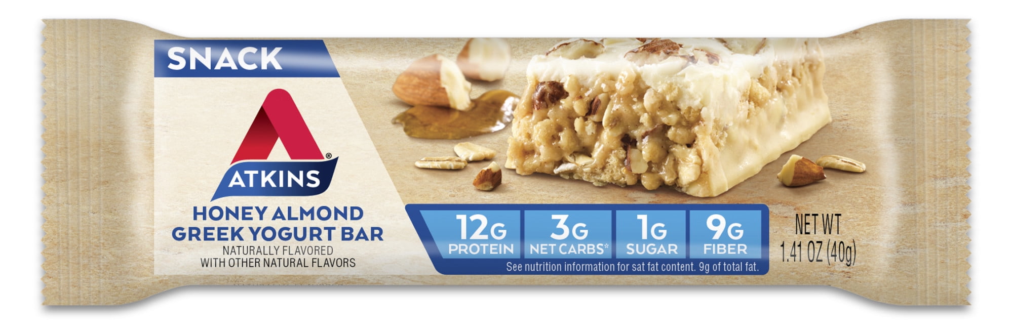 Atkins Honey Almond Greek Yogurt Bar, 1.55 oz, 5-pack (Snack Bar)