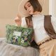 thumbnail image 3 of Bolsa de lona multifuncional, 2 piezas, bolsa para cosméticos con flores, bolsa para lápices y maquillaje, bolsa pequeña de pana para maquillaje, bolsa de lona para cosméticos para mujeres, cosmético, 3 of 4
