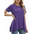 thumbnail image 2 of MOYIKO Women's Short Sleeve Swing T-Shirt Flowy Asymmetrical Hem Tee Loose Fit Casual Tops, 2 of 7